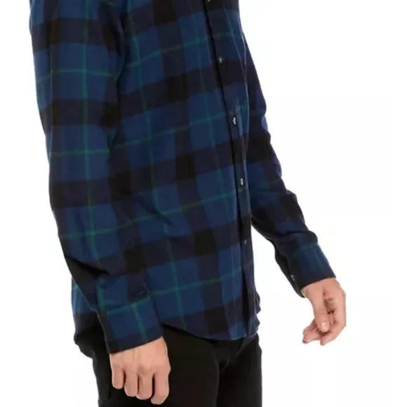 Saddlebred - Men's Long Sleeve Flannel Plaid Button Up Shirt XL, Beam Blue - Picture 6 of 6